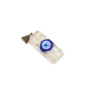 Crystal Quartz with Evil Eye Orgone Bar Pendant