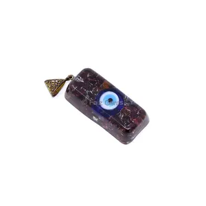 Garnet with Evil Eye Orgone Bar Pendant