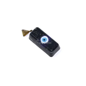Black Tourmaline with Evil Eye Orgone Bar Pendant