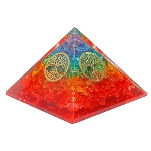 7 Chakra Orgonite Pyramid 4 Side Tree Of Life Symbol Orgonite Pyramid