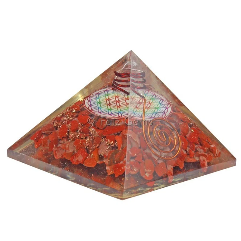 Red Jasper Flower Of Life Orgonite Pyramid