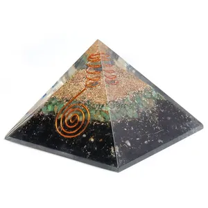 Black Tourmaline With Green Jade Orgonite Pyramid