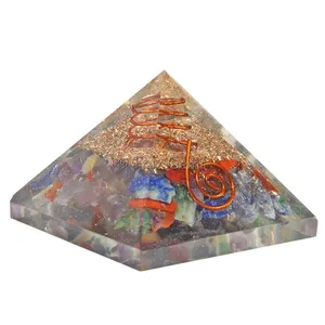 Seven Chakra Chips Orgonite Pyramid