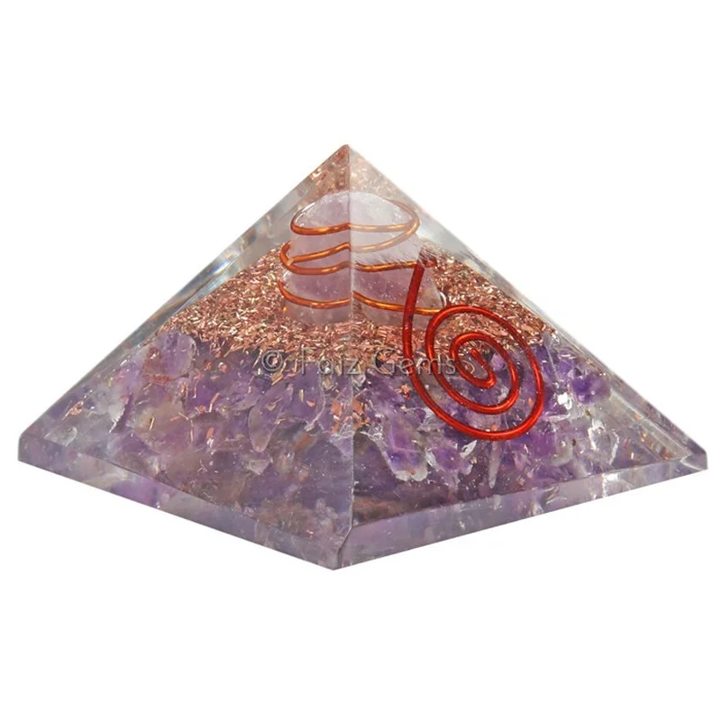 Amethyst  Orgonite Pyramid With Natural Point