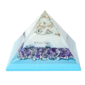 Amethyst With White Rainbow Orgonite Pyramid