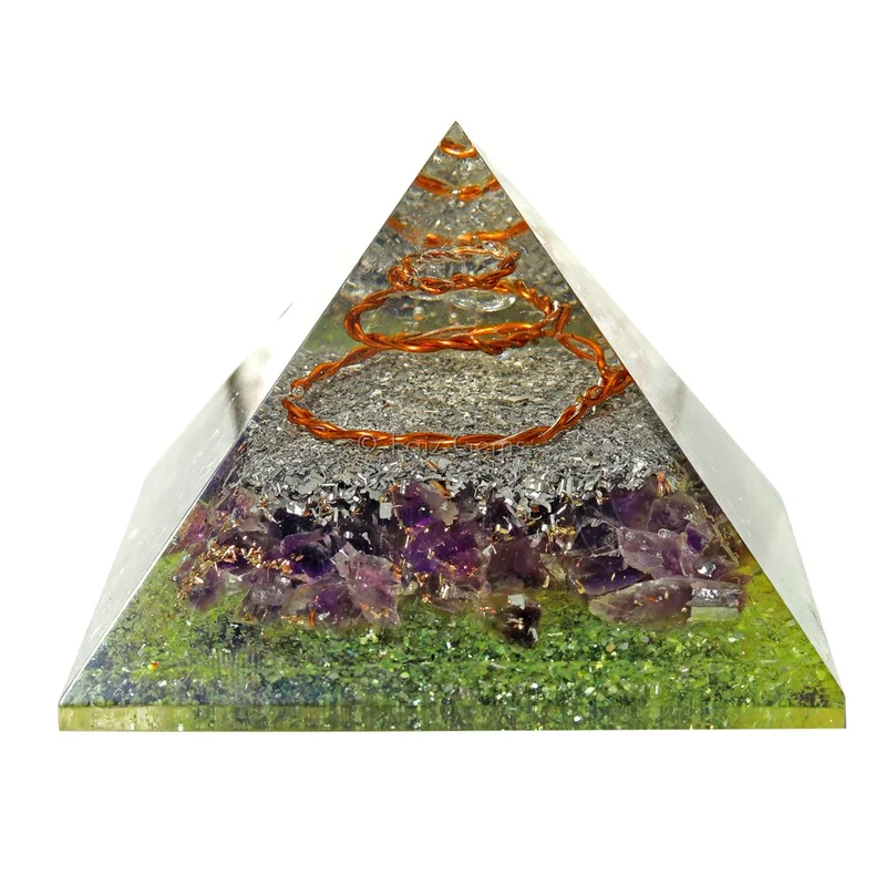 Amethyst with  Peridot Orgonite Pyramind