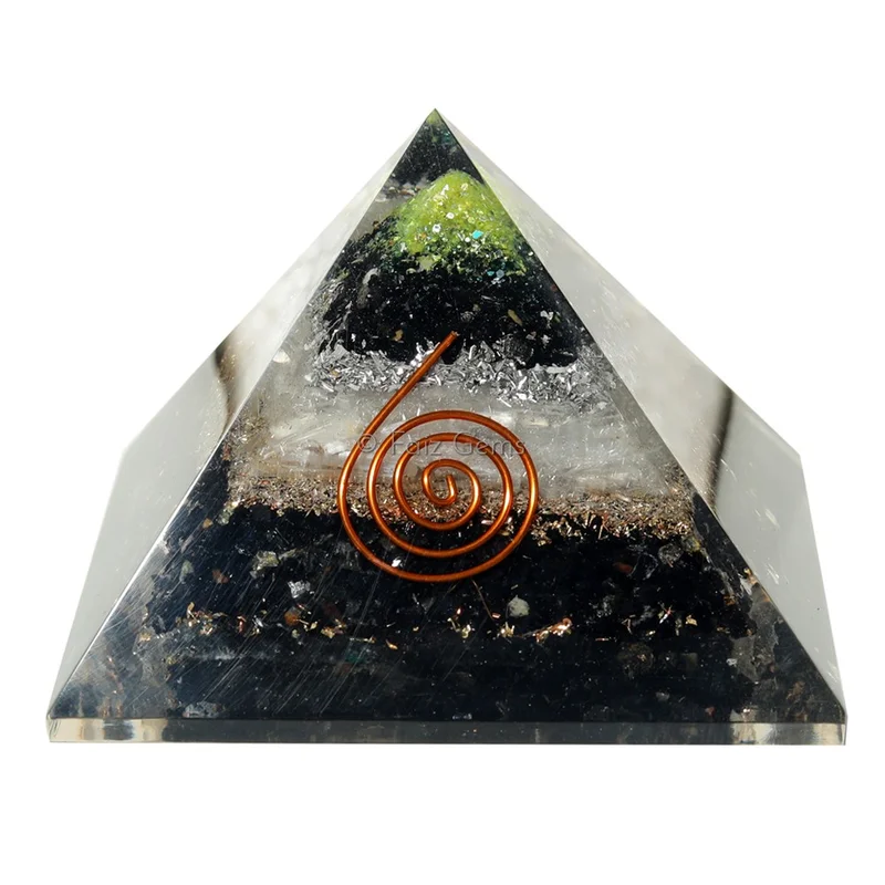 Black Tourmaline With  Selenite  Orgonite Pyramind