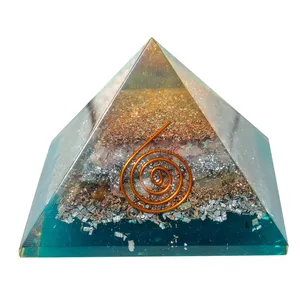 Rose Pyrite with Yellow aventurine Orgonite Pyramind