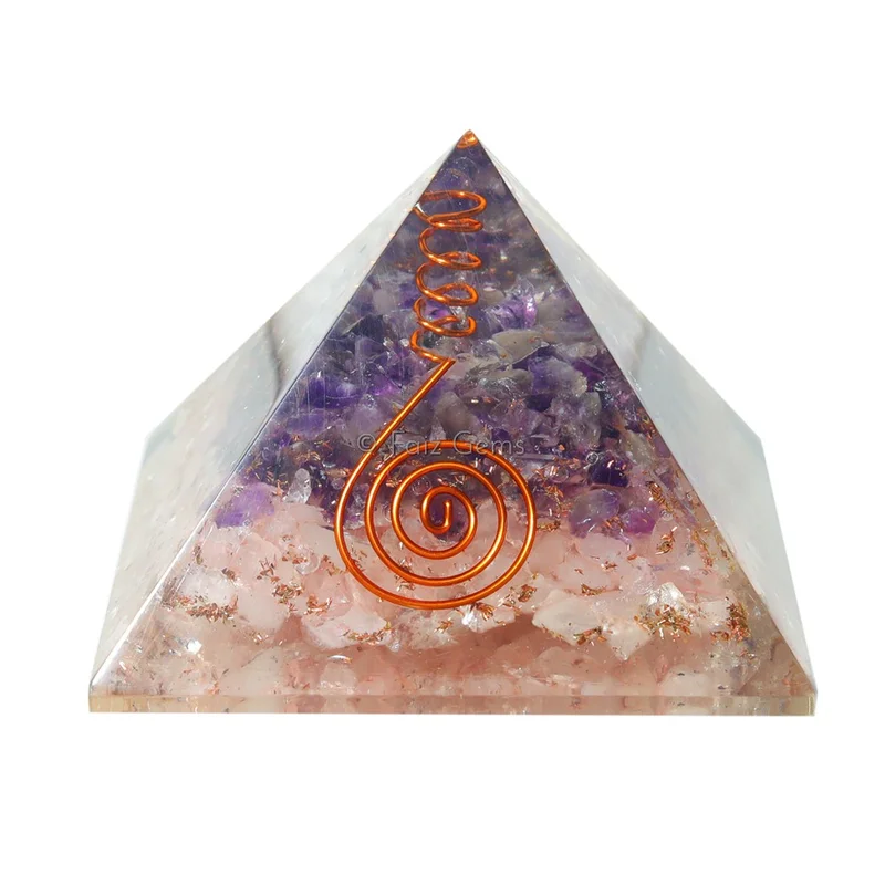 Rose and Amethyst Orgonite Pyramids