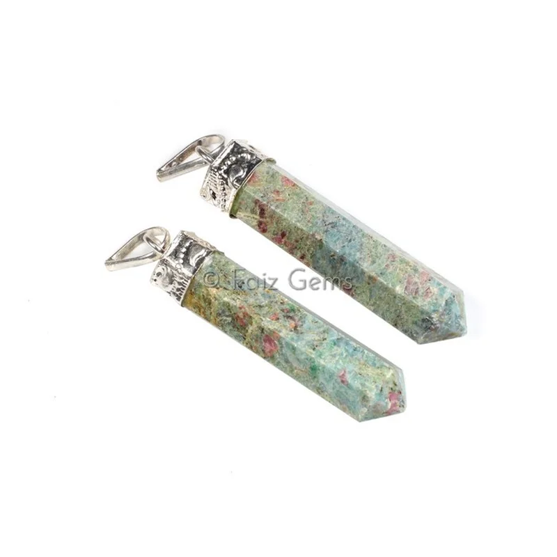 Ruby Zoisite Pencil Cap Pendants