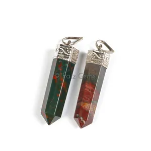 Blood Stone Pencil Cap Pendants