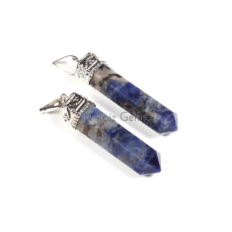 Lapis Lazuli Pencil Pendants with Cap