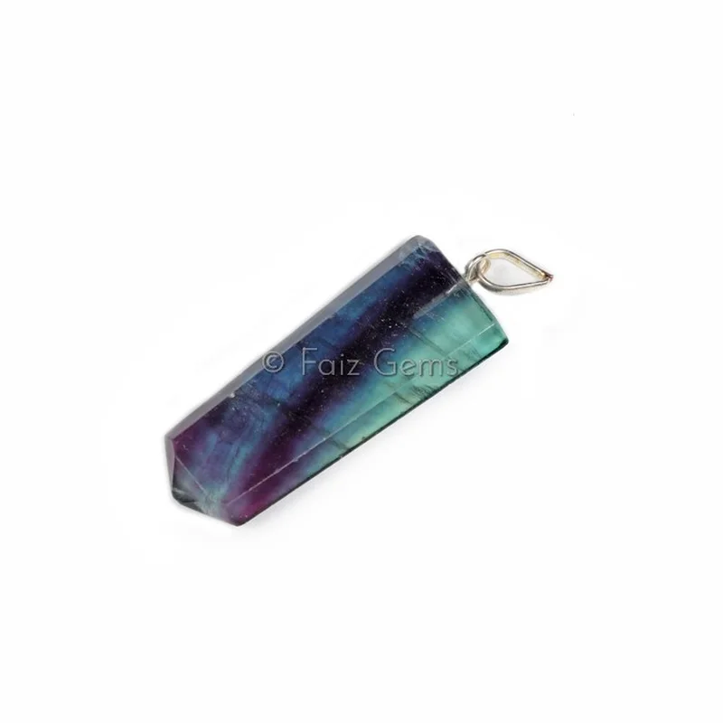 Multi Fluorite Flat Pencil Pendants