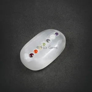 Selenite Chakra Palm Stone