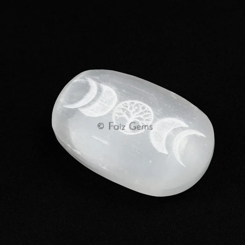 Selenite Tree of Life Palm Stone