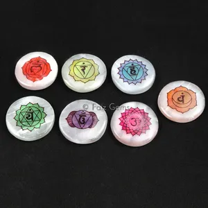 Selenite Chakra Symbol Disc Set