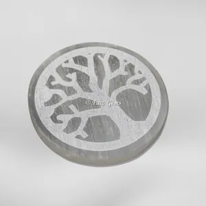 Tree Of Life Engraved Selenite Charging Circle