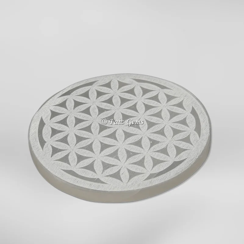 Flowe Of Life Full Selenite Charging Circle