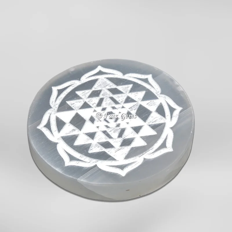 Yantra Engraved Selenite Charging Circle