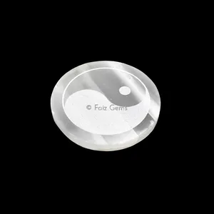 Selenite Plate With Yin And Yang Engraved