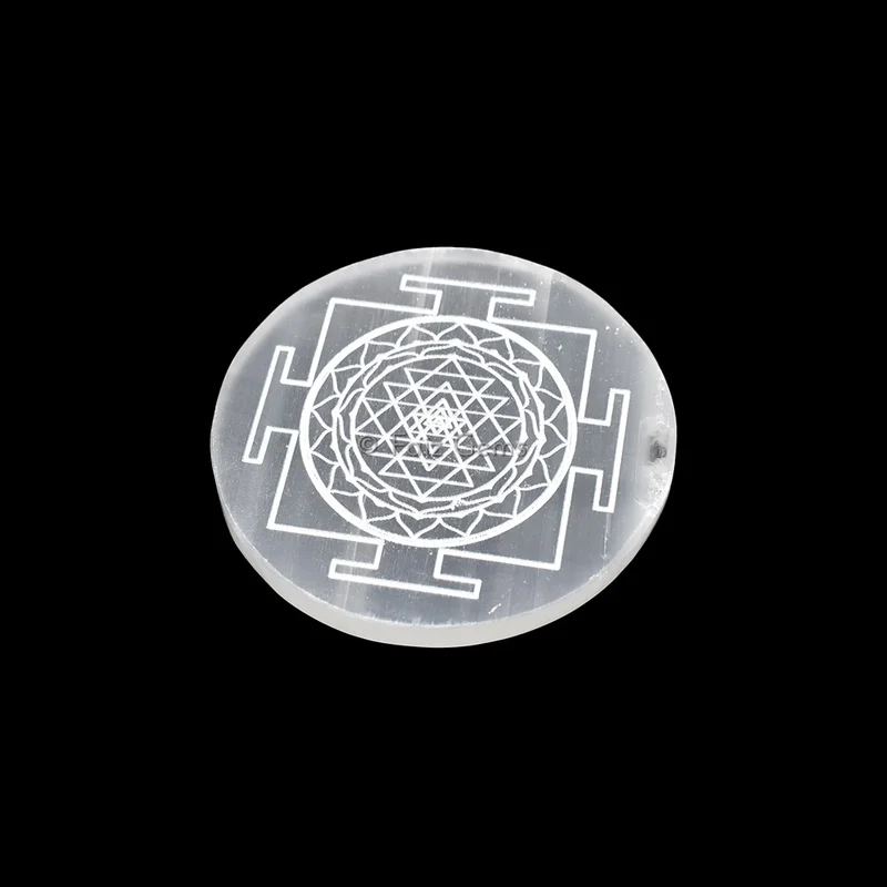 Engraved Charging Selenite Plate With Shree Yantra