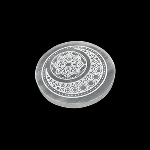 Engraved Charging Selenite Plate With Moon