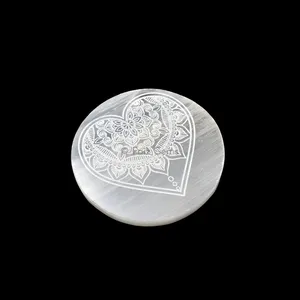 Engraved Charging Selenite Plate With Heart