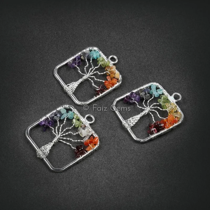 Square Shape Tree of Life Pendants