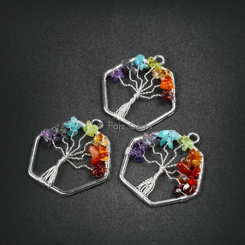 Hexagon Shape Tree of Life Pendants