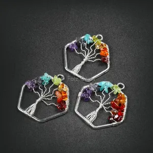Hexagon Shape Tree of Life Pendants