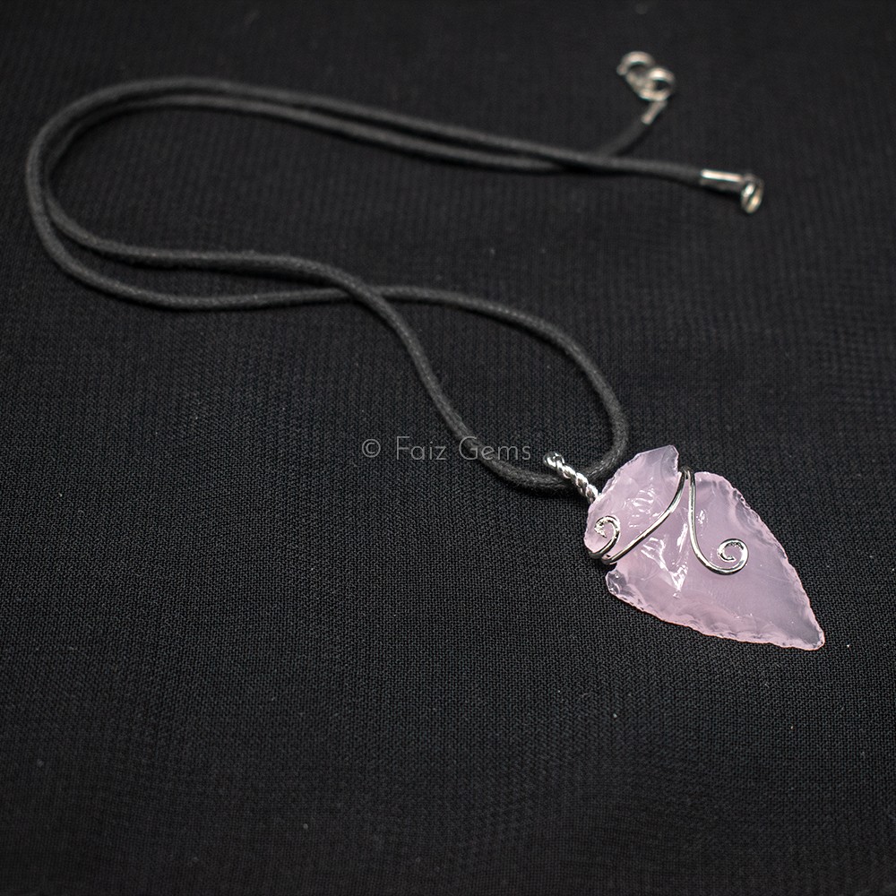 Rose Quartz Arrowheads Wire Wraped Pendants