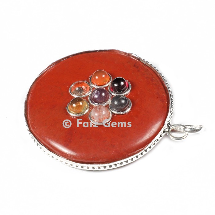 Red Jasper Chakra Disc Pendants