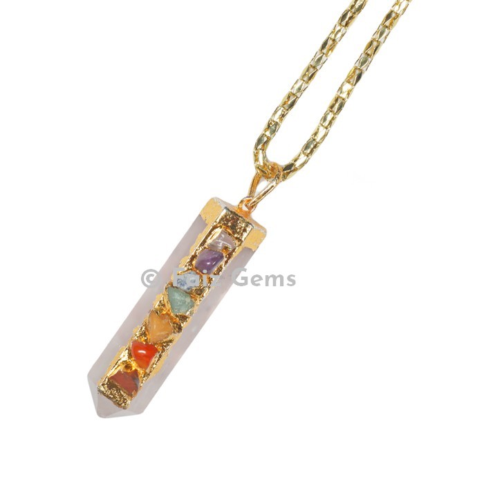 Rose Quartz Chakra Pencil Pendants