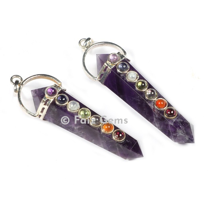 Amethyst Chakra Double Point Pendants