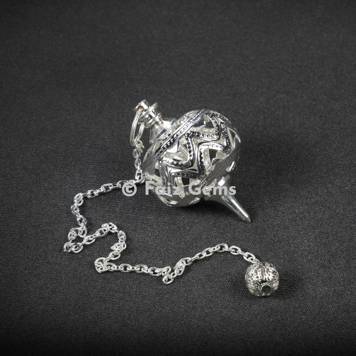 Round Shape Openable Cage Silver Metal Pendulum