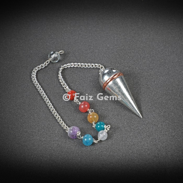 Seven Chakra Openable Silver Metal Pendulum