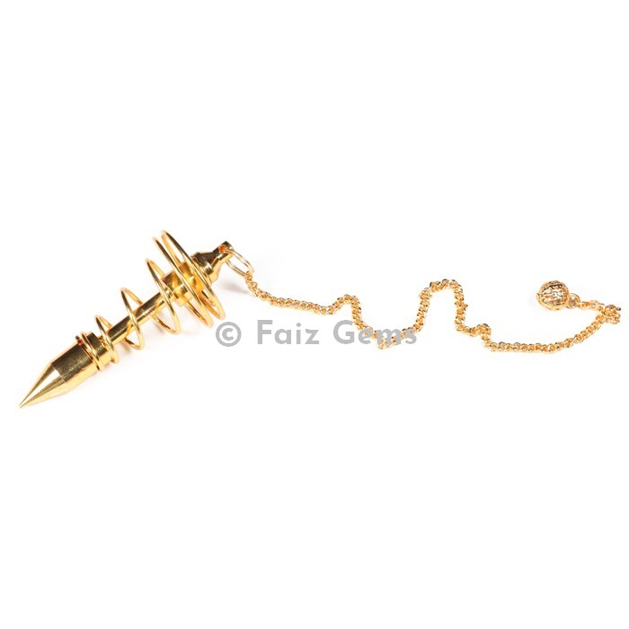 Pointed Spiral Golden Brass Metal Pendulum