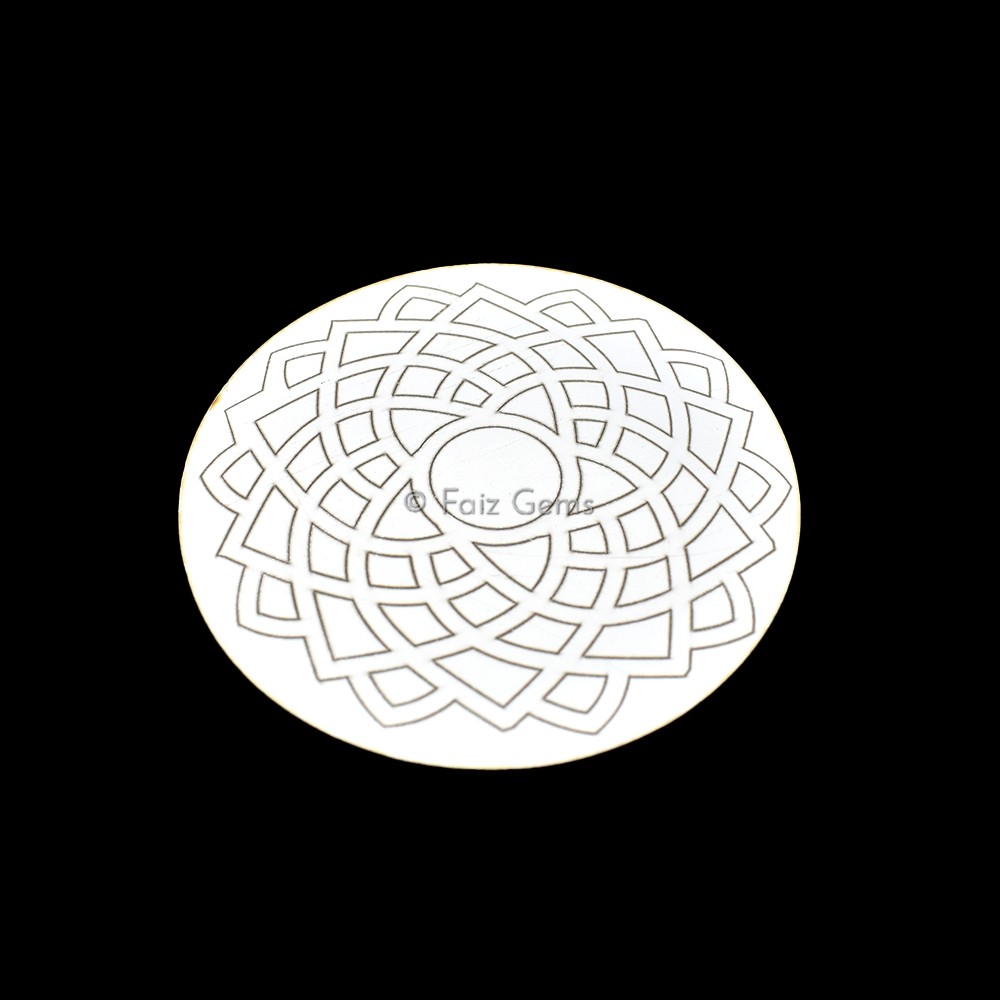 Flower of Life Engraved Wooden White Coaster