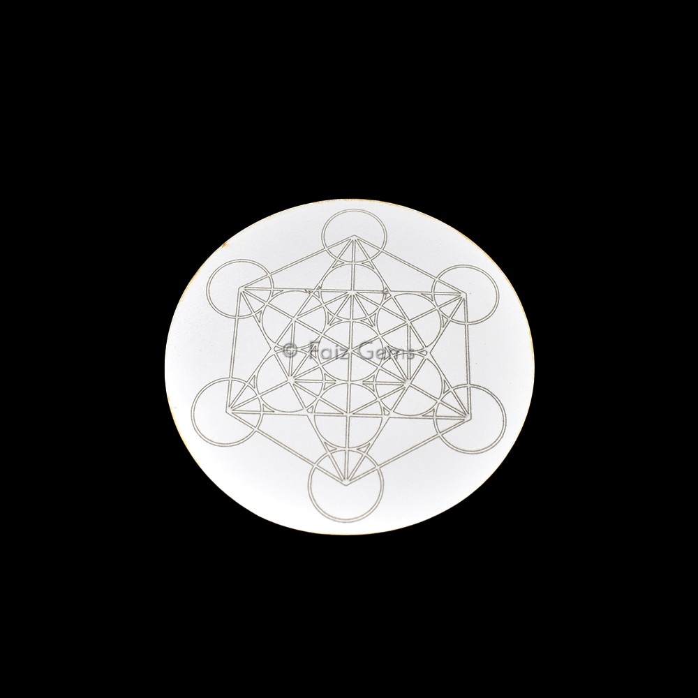 Metatron Engraved Wooden White Coaster