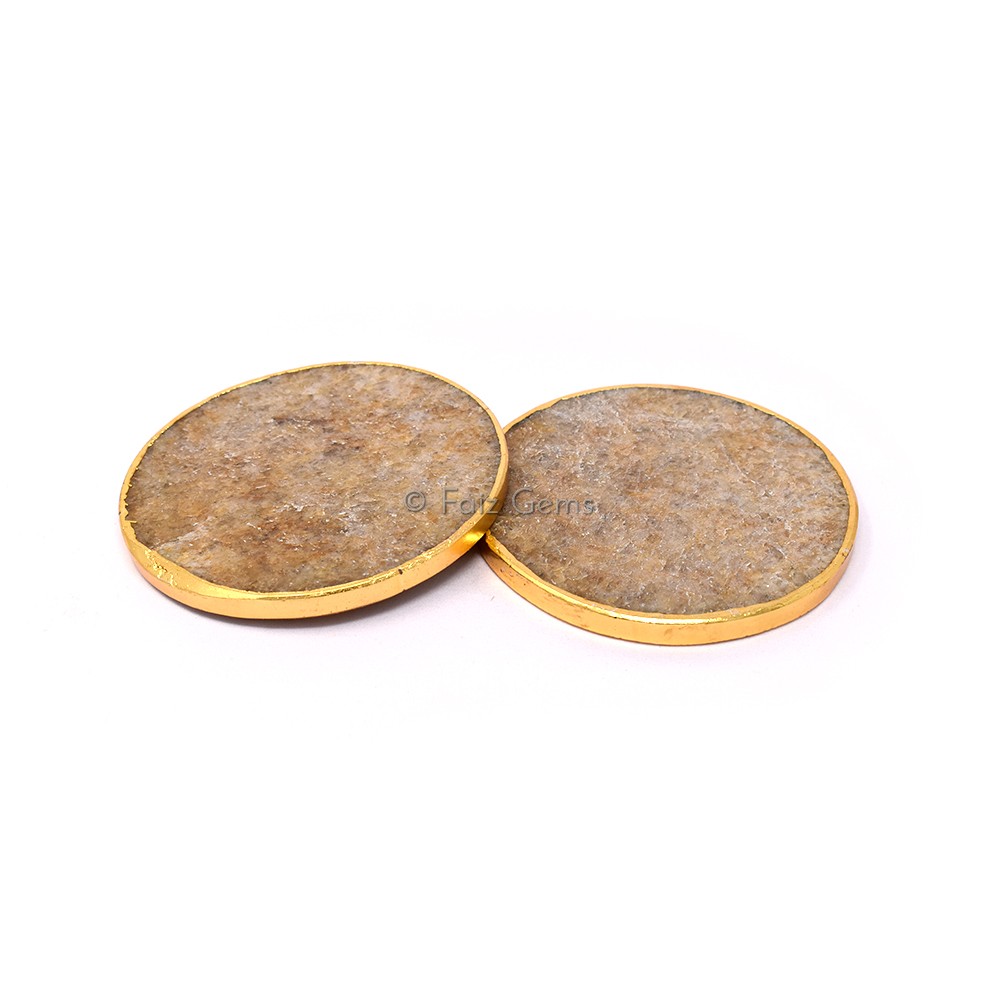 Yellow Aventurine Electroplated Coaster