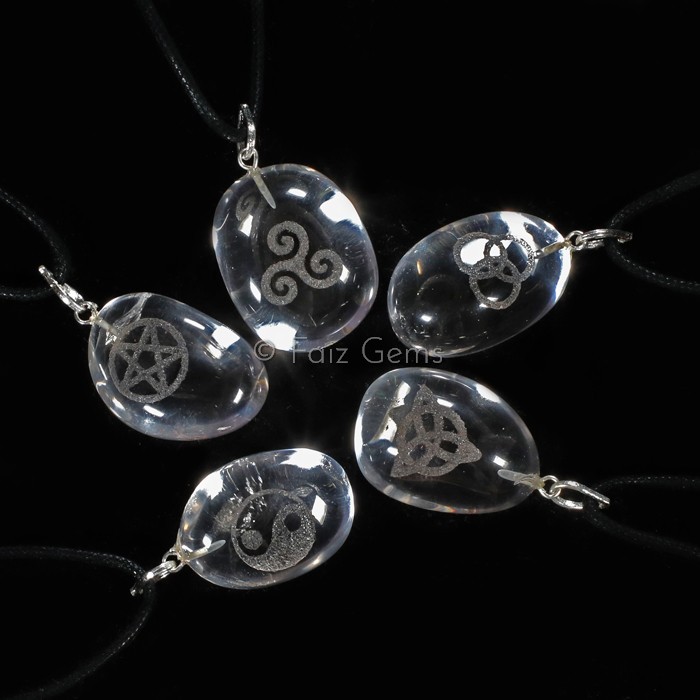 Clear Quartz Reiki Symbol Pendants