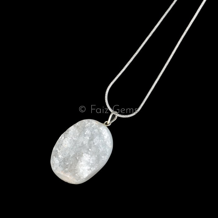 Oval Shape Druzy Agate Pendants
