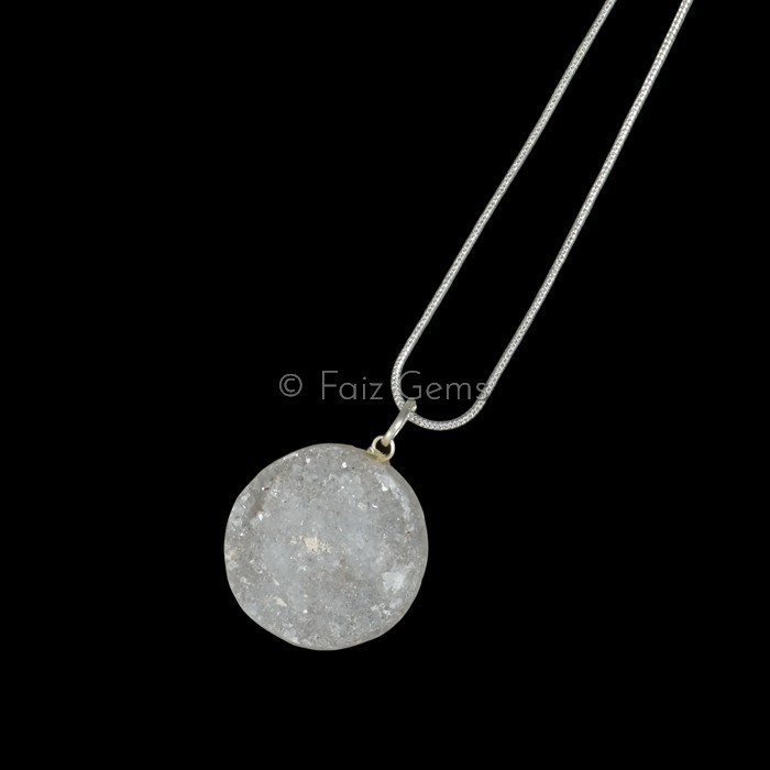 Round Shape Druzy Agate Pendants