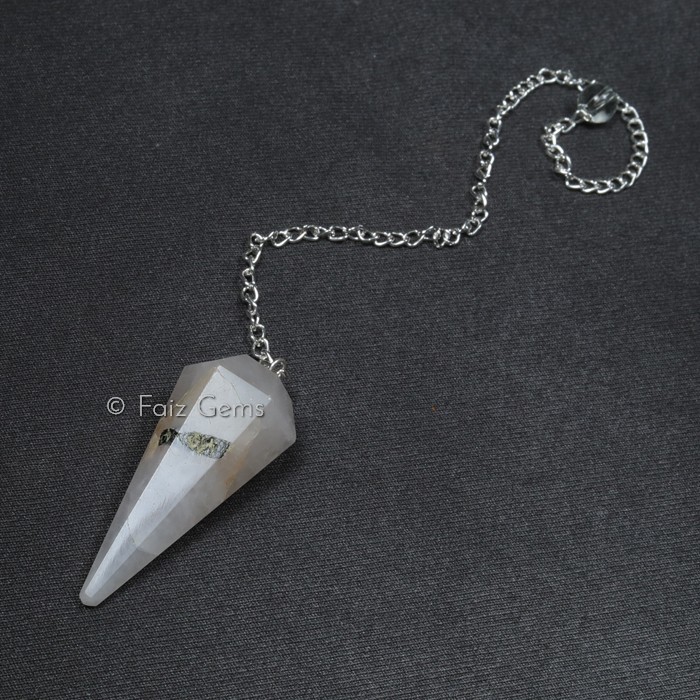 Black Rutile 12 Faceted Gemstone Pendulum