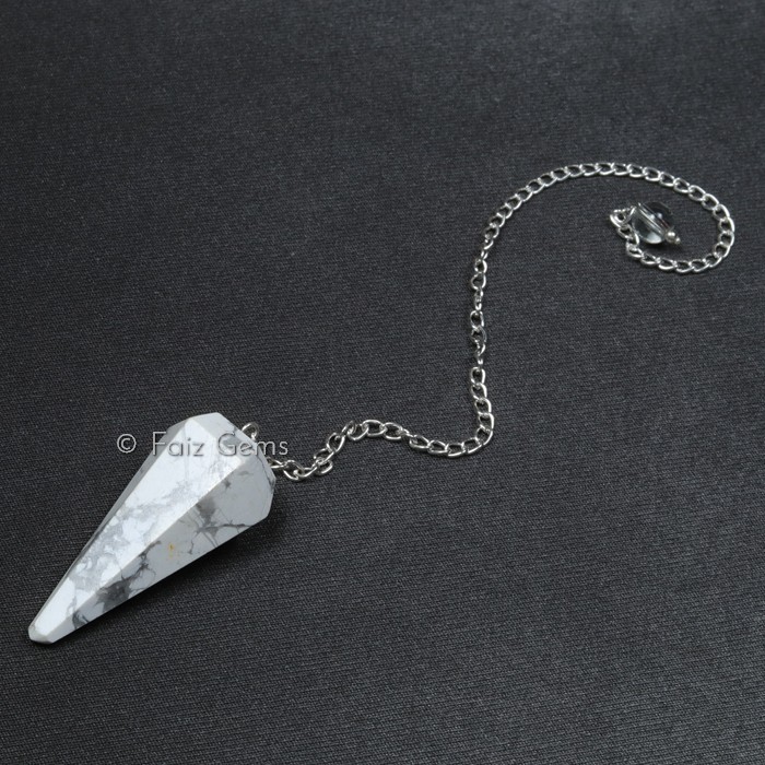 Howlite 6 Faceted Gemstone Pendulum