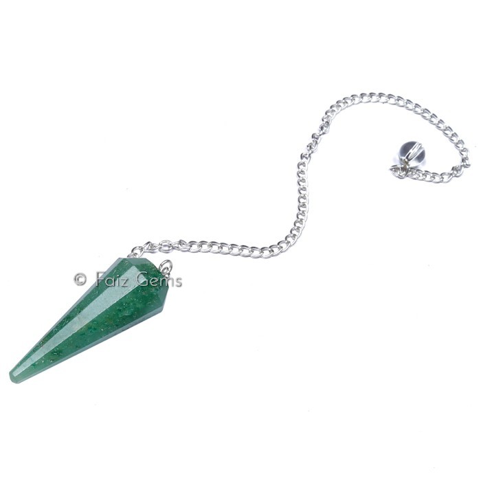 Green Aventurine 12 Faceted Gemstone Pendulum
