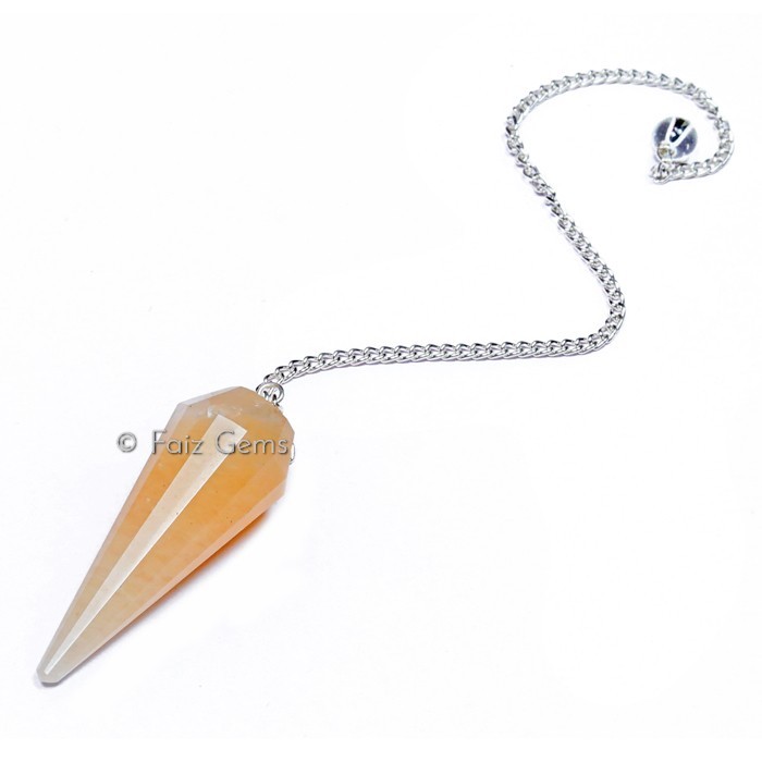 Golden Quartz 12 Faceted Gemstone Pendulum