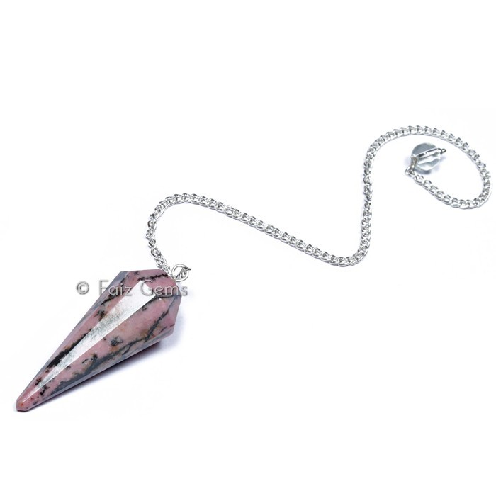 Rhodonite 12 Faceted Gemstone Pendulum