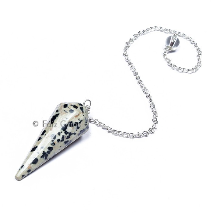 Dalmatian 12 Faceted Gemstone Pendulum