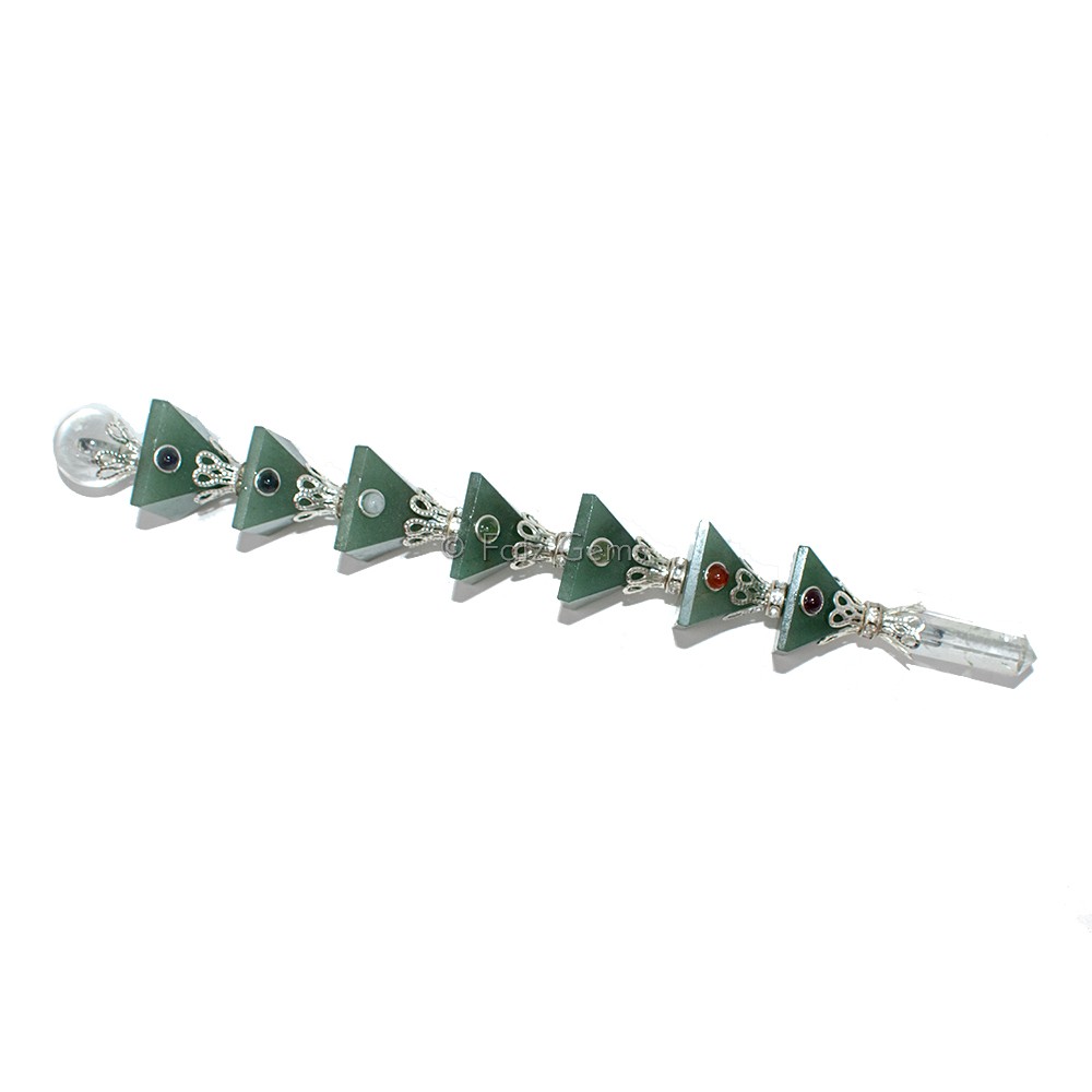 Green Aventurine Seven Chakra Pyramid Healing Wands